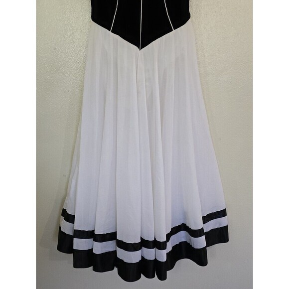 Curtain Call Dance Costume Dress Womens Size ASM Small Black Velvet With White - Picture 3 of 11